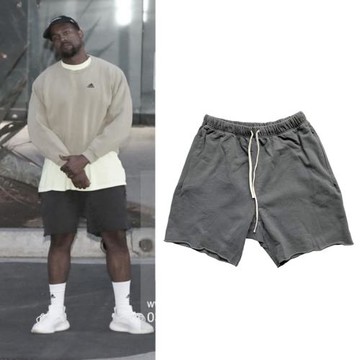 牛貨美式Kanye侃爺短褲Yeezy風格水洗闊腿做舊街頭美式運動過膝新