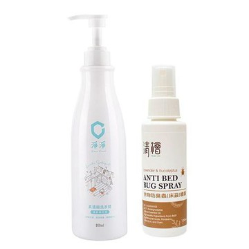 【淨淨】真濃縮洗衣精800ml+【清檜】衣物防臭蟲(床蝨)噴霧100ml