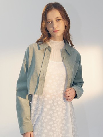 Corduroy Loose Cropped Shirt [MINT]