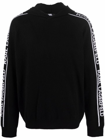 Karl Lagerfeld - cashmere logo-trim hoodie - men - Cashmere - S - Black