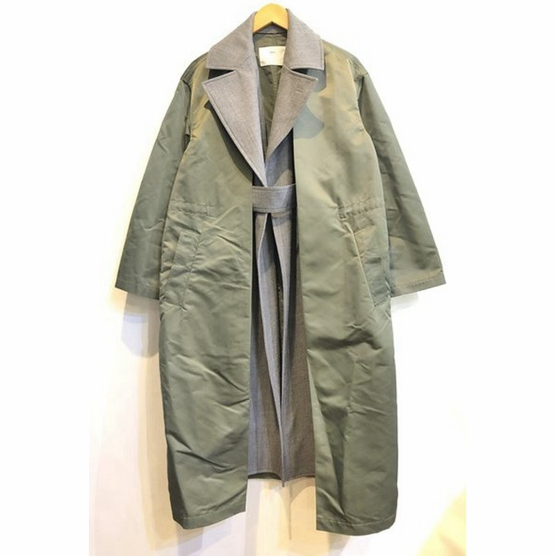 二子玉 トーガプルラ Toga Pulla 切替ロングコート レイヤード Ma 1 ナイロン ウール カーキ グレー レディース 36 日本製 通販 Lineポイント最大0 5 Get Lineショッピング