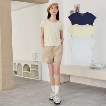 【ERSS】  女裝 短袖 女生 t恤 短袖上衣 炎夏剋星!冰感合身短TEE 淺卡其【K70387】