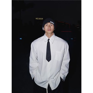 PAPASLILMONSTER美式綢面質感抗皺高級感襯衣Clean-fit輕奢感襯衫