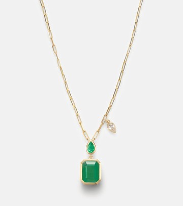 Shay Jewelry 18kt gold pendant necklace with emeralds and diamond