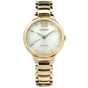 CITIZEN 星辰表 L 光動能日本機芯不鏽鋼手錶-銀灰x鍍香檳金色/32mm