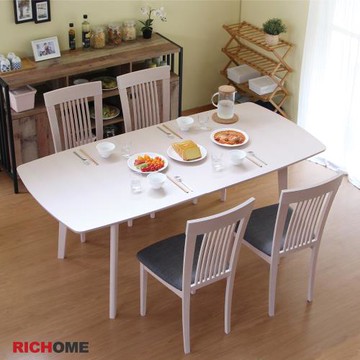 【RICHOME】安博莉雅餐桌椅組(一桌四椅) -3151020