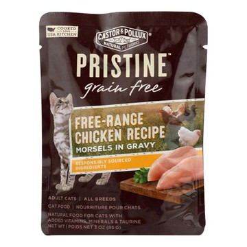 Castor & Pollux Cat Food Pouch Chicken Morsels in Gravy 3 oz