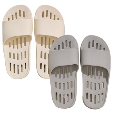 SHABATH 柔軟平底瀝水浴室拖鞋  白色 + 淺灰色  270mm  2雙