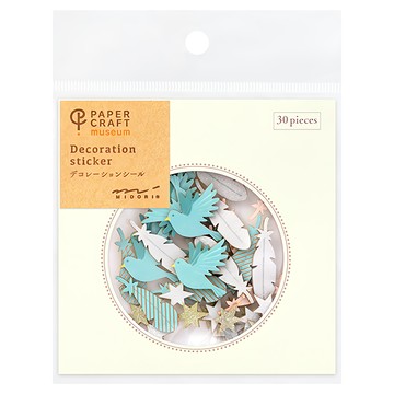 日本MIDORI PCM裝飾貼紙30個 羽毛 手帳裝飾  1包
