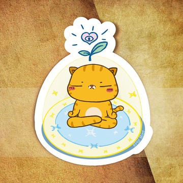 冥想淨化/貓/PVC貼紙