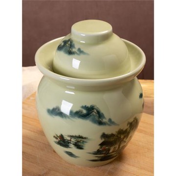 景德鎮陶瓷家用泡菜壇子酸菜咸鴨蛋小號內蓋老式密封防潮陶罐糖罐