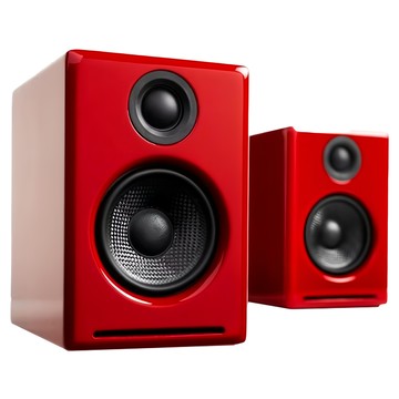 Audioengine 主動式立體聲藍牙書架喇叭 100 x 135 x 150mm 紅色 迷你喇叭  A2+