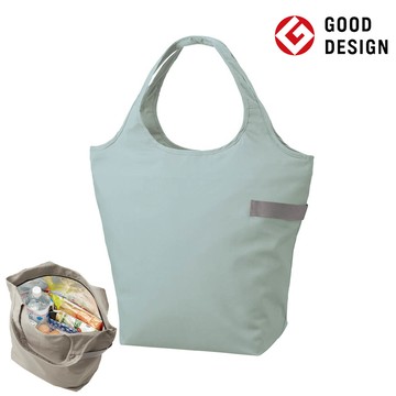 日本 MOTTERU - [人氣得獎]大容量折疊收納保冷肩背包/購物袋-藍綠 (21L)