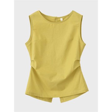 設計感無袖亞麻背心女2025秋夏新款純色時髦顯瘦修身氣質棉麻上衣