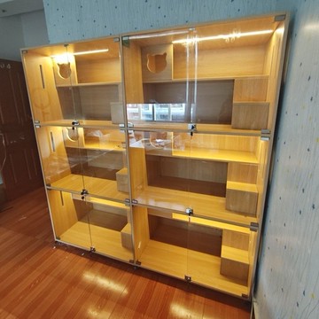可上門安裝 實木貓櫃防水寄養貓櫃寵物櫃 貓咪展示櫃 鋼化玻璃l繁育貓櫃三層