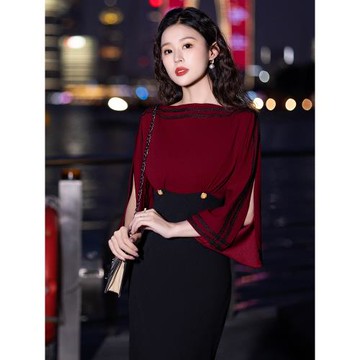 晚禮服女高級感宴會平時可穿生日氣質顯瘦輕奢小眾秋冬大牌連衣裙