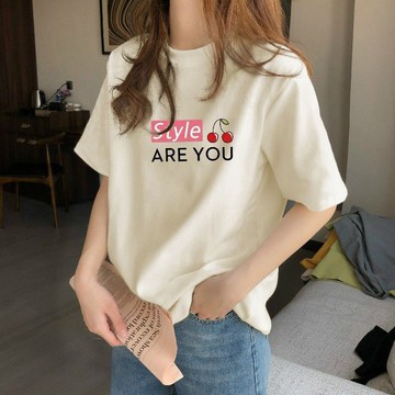 夏季上衣女 大碼短袖 純棉短袖女 正肩短袖女 t恤女 圓領上衣 小衆t恤女 寬鬆大碼上衣 遮肉上衣 短袖女 女裝