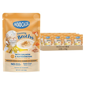 MOOCHIE 姆吉 熱浪椰島全年齡貓湯包系列  鮭魚柴魚  40g  16包