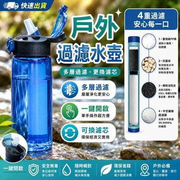 【戶外活動隨身濾水】過濾水壺 水壺 戶外濾水器 野外濾水器 飲水濾水器 緊急濾水水壺 隔日到貨 現貨