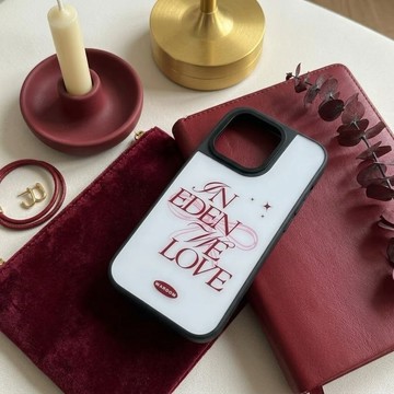 In Eden We Love 黑色防撞邊框光面手機保護殼