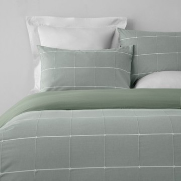 奧可利十字色織純棉被套單人 綠