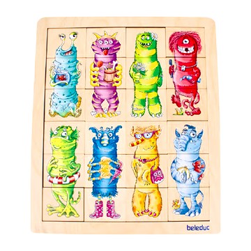 beleduc 木頭拼圖 怪物精靈 24片 3歲以上兒童適用  1組
