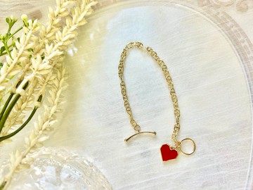 愛心吊墜日字OT扣手鍊 手作飾品 手作手鍊 愛心 日字鏈 手作