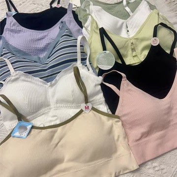 清倉品牌原單運動風固定杯背心薄款無鋼圈休閑學生內搭女內衣美背
