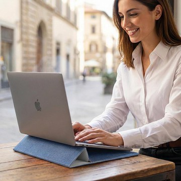 COZI - 13吋 & 14吋 纖薄支架電腦包 筆電包 保護套 - 通用13 & 14 吋M1~M5 MacBook / 13~14吋 各型輕薄筆電 14吋-丹寧藍