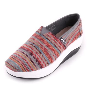 【88%】懶人鞋-民族風彩色配色 厚底搖搖鞋 舒適好穿拖 休閒鞋 懶人鞋