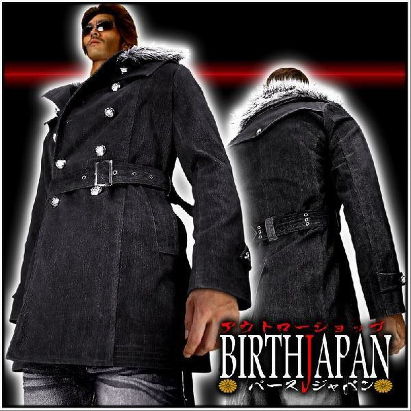 ポイント10倍 46黒 ファー付フロッキートレンチコート 服 ハーフ