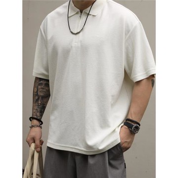 Gnomes lab 25SS 特織肌理混紡毛巾面料拉鏈半拉鏈Polo短袖