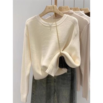 2025新款慵懶風寬松圓領毛衣女秋季款長袖針織衫內搭甜辣減齡上衣