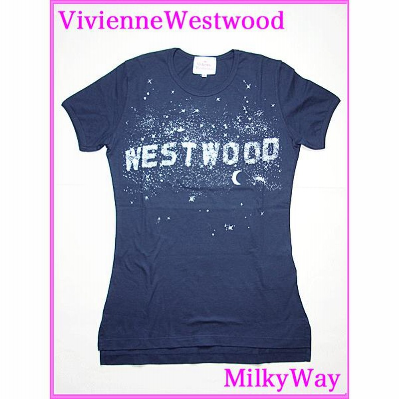 Vivienne Westwood ヴィヴィアンウエストウッド MILKY WAY NAVY ラインストーン付き ネイビー系 ミルキーウェイ Tシャツ  Sサイズ | LINEショッピング