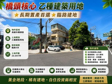 【橋頭核心】乙種建築用地★長期置產首選★臨路建地｜高雄市橋頭區甲圍段