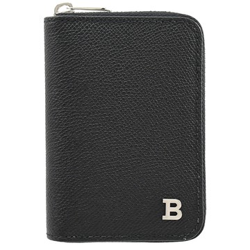 BALLY 6301155 BIVY 金屬LOGO防刮拉鍊卡片零錢包.黑