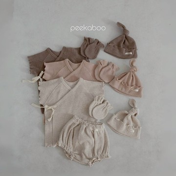peekaboo 華夫捲邊新生兒套裝｜新生兒衣服 嬰兒套裝 寶寶衣服 手腳套 彌月禮盒 寶寶帽子 嬰兒帽子 韓國童裝