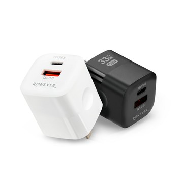 【現貨】充電器 充電 充電頭快充 RONEVER 33W氮化鎵GaN雙孔充電器-白  柚柚的店