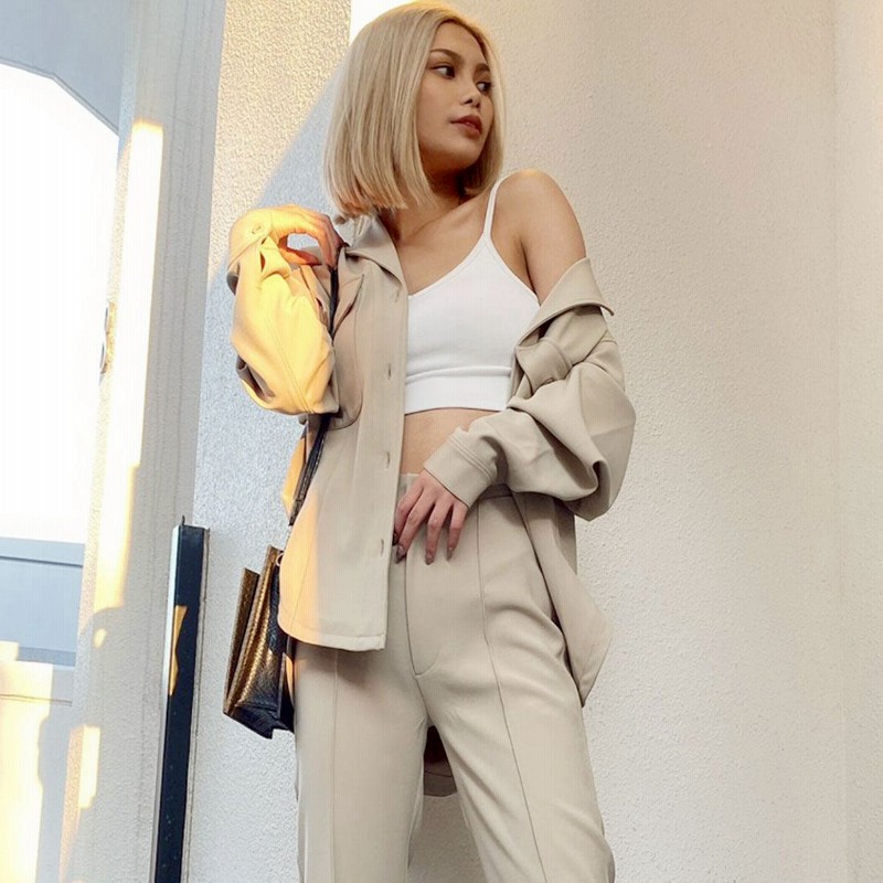 ジェイダ GYDA シンプルシャツジャケット （ベージュ） 【セットアップ