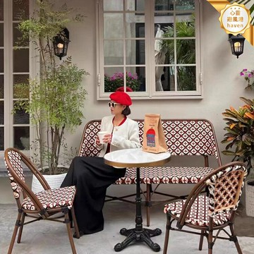 【法式網紅】藤編椅 戶外椅 陽臺椅 庭院椅 咖啡廳椅 酒店椅 單人椅 復古編織 防水防曬 室內外通用 休閒陽臺庭院