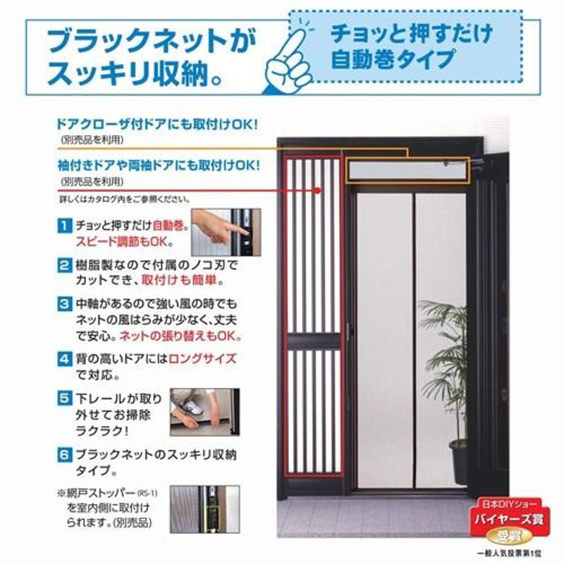 川口技研 ドア用網戸 スリム型 ロータリー網戸 SRA-1 | LINEショッピング