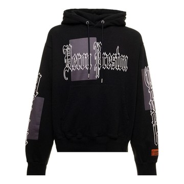 HERON PRESTON FW22 Logo-print Cotton Hoodie 'Black'