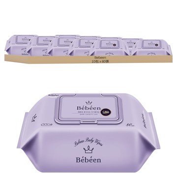 Bebeen 嬰兒溼紙巾 掀蓋式  80張  10包