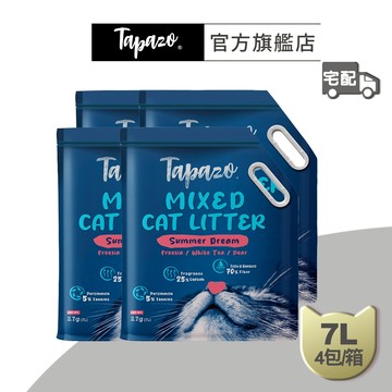 【TAPAZO特百滋】氣味管理混合貓砂 #1 盛夏花園 7L(4包/箱)(貓砂)(豆腐砂)(礦砂)