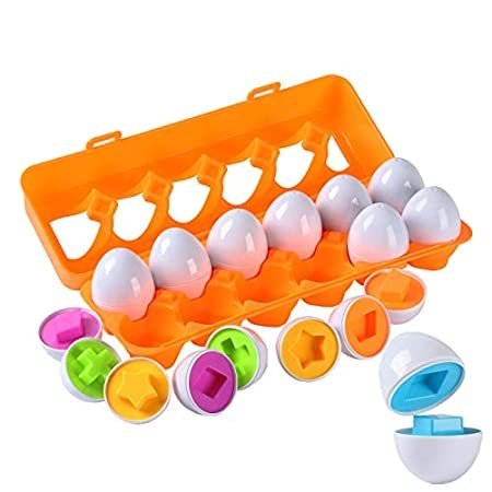 12 PCS Matching Eggs Toy, Color Shape Recognition Toddler