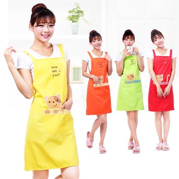 一朵圍裙韓版時尚長袖韓版罩衣圍裙 廚房時尚繡花可愛反穿衣