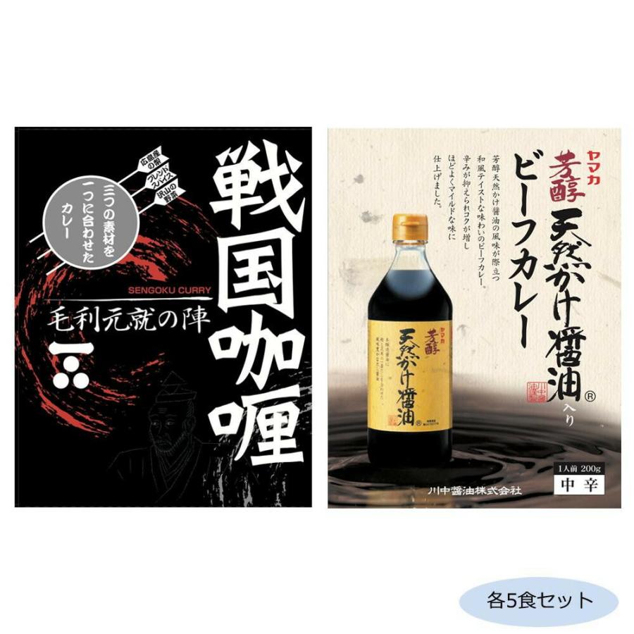 ご当地カレー 広島戦国カレー毛利元就の陣＆川中醤油天然かけ醤油ビーフカレー 各5食セット 4549081554539