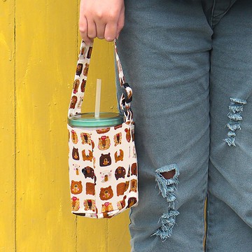 【促銷】Chuyu 台灣花布飲料杯提袋/減塑行動環保杯套/手提飲料杯