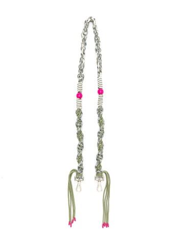 Maje - beaded braided shoulder strap - women - zamac/Polyamide/Viscose/Polyester - One Size - Green