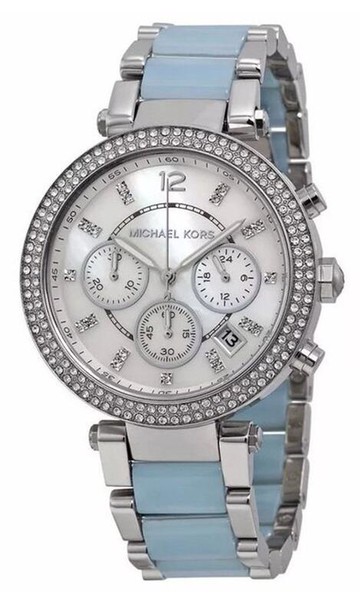 『Marc Jacobs旗艦店』美國代購 MK6138 Michael Kors  新款珍珠色澤錶盤璨冰藍精品腕錶｜100%全新正品｜